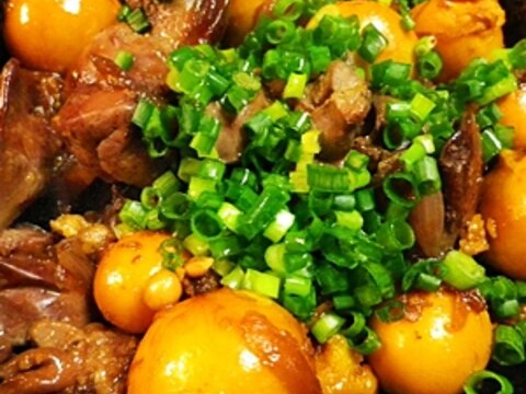 鶏モツ玉ねぎ生姜煮
